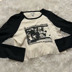 John Galt Black and White Graphic Long Sleeve Radio Silence RARE